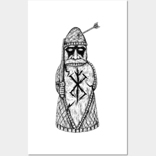 Viking Fury: Lewis Chessmen Berserker Design Posters and Art